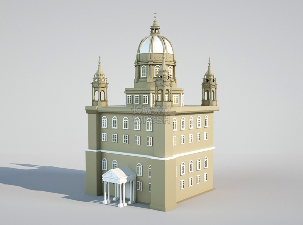 欧式简约建筑城堡C4D场景