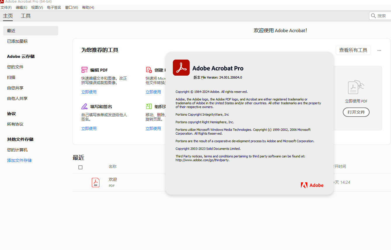 Acrobat Pro DC 2024.001.20604绿色版 软件下载